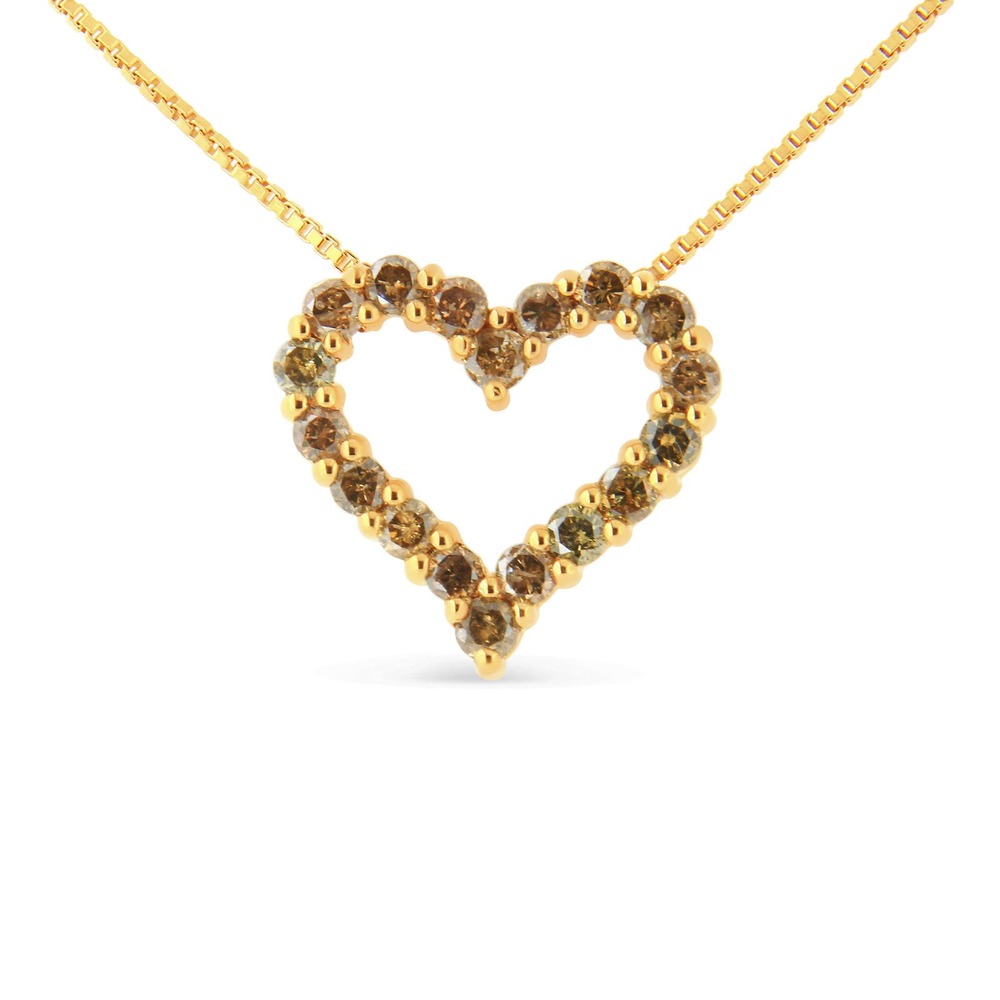 Haus of Brilliance 14K Yellow Gold Plated Sterling Diamond Heart Necklace